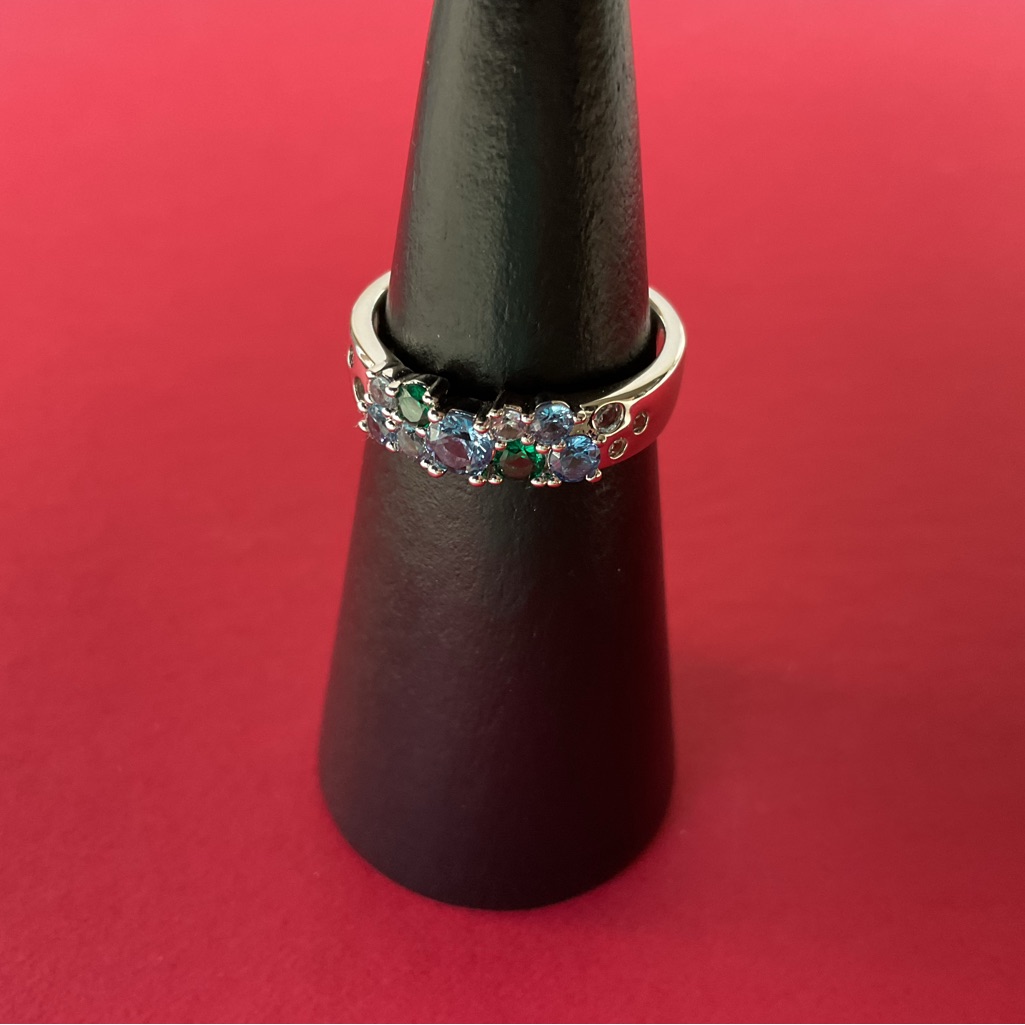 Bomb Party Rbp6122 “A Sight For Sore Eyes” Multicolor Cz Rhodium Var Sz Ring Nwt